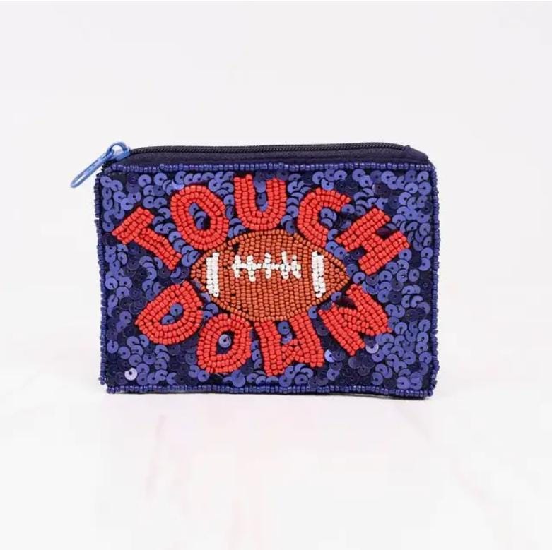 Touchdown Navy Sequin Pouch