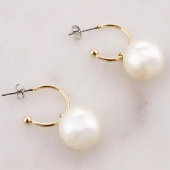 LSU Pearl Hoop Earrings