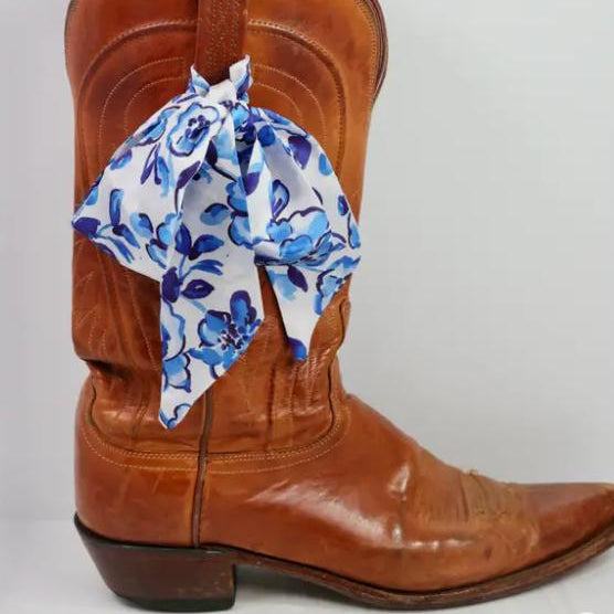 Blue and White Floral Scarf