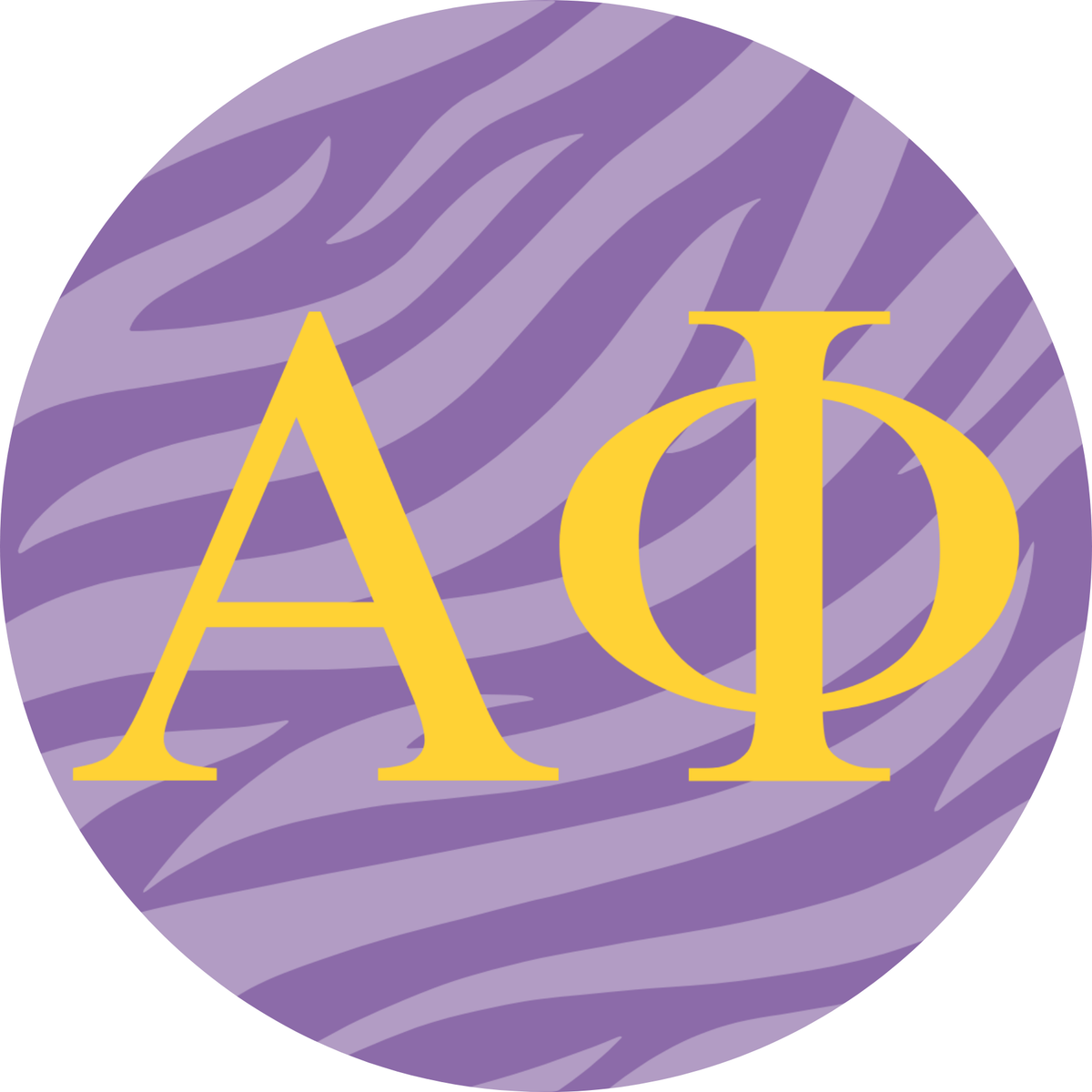 Alpha Phi Purple Tiger Stripes Button