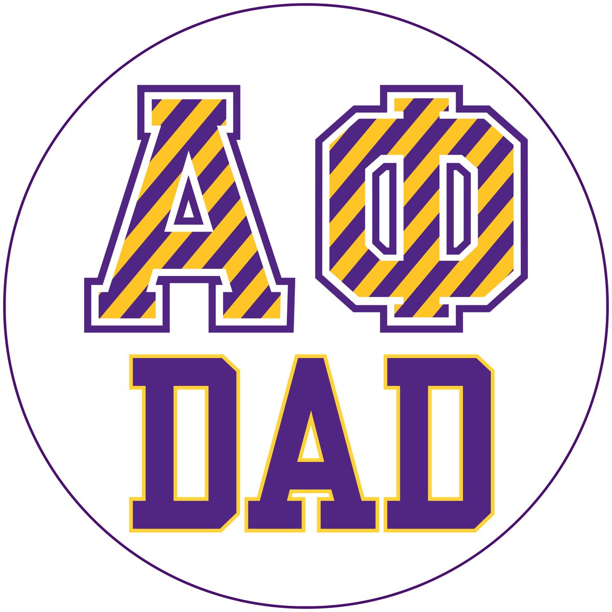 Alpha Phi Dad Button (Striped Letters)