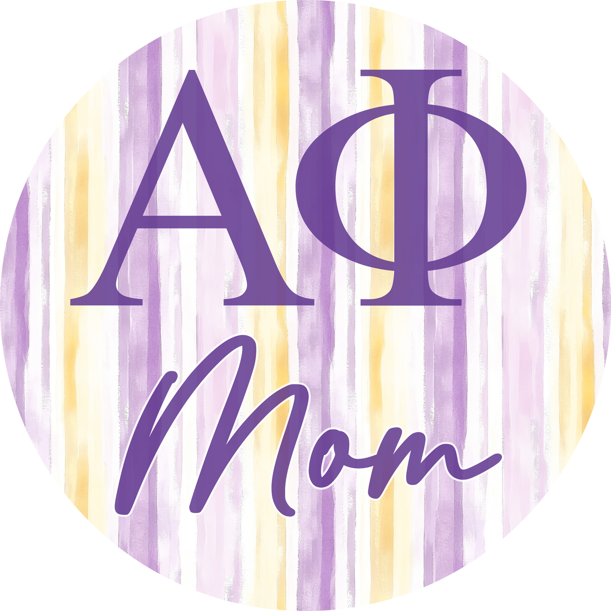 Alpha Phi Mom Button (Watercolor Stripes)