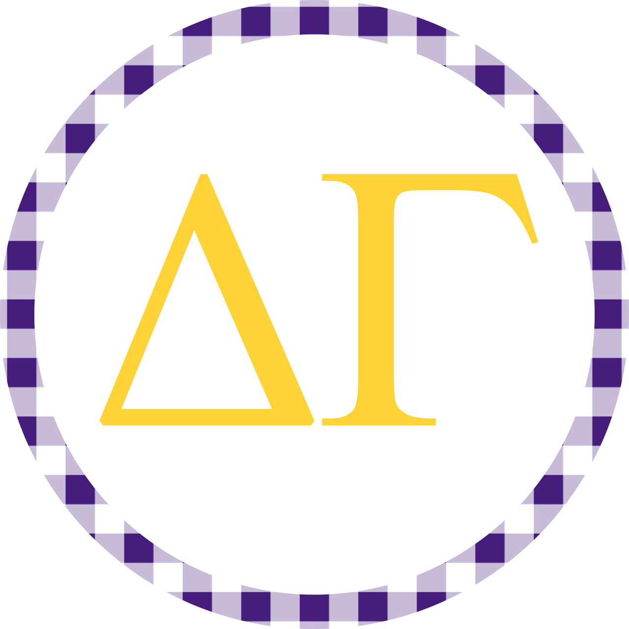 Delta Gamma Purple Gingham with Gold Letters