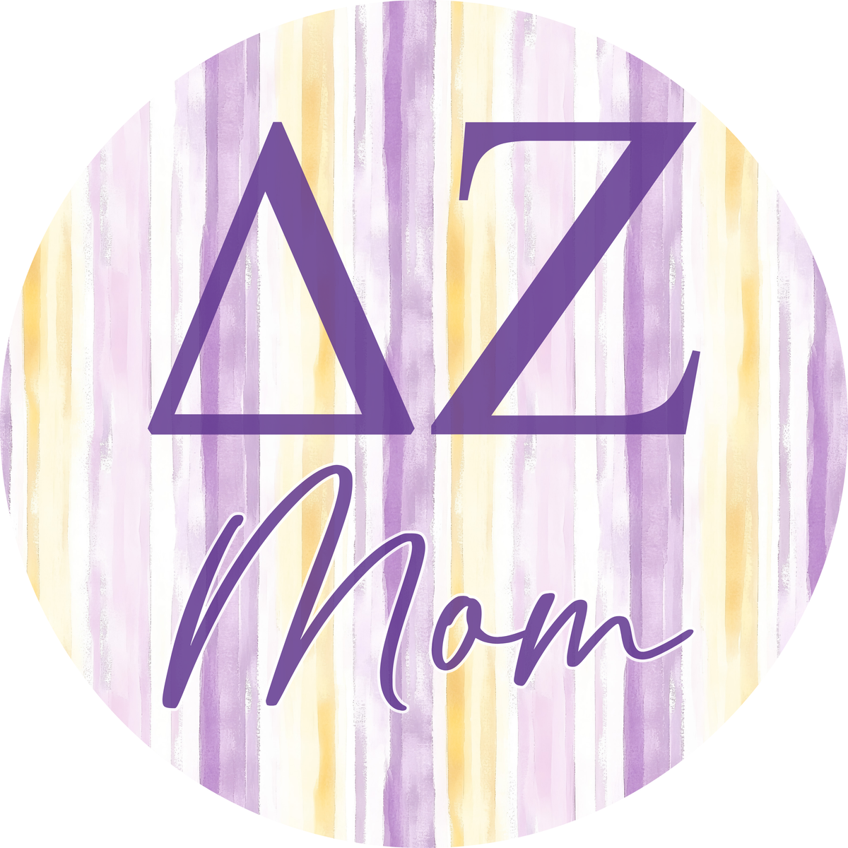 Delta Zeta Mom Button (Watercolor Stripes)