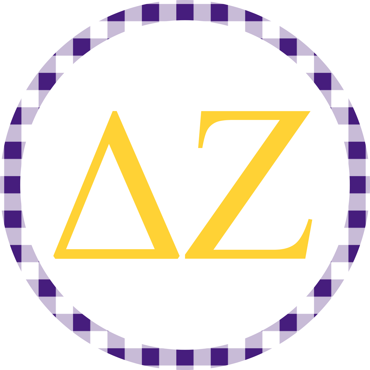 Delta Zeta Purple Gingham Gold Letters Button