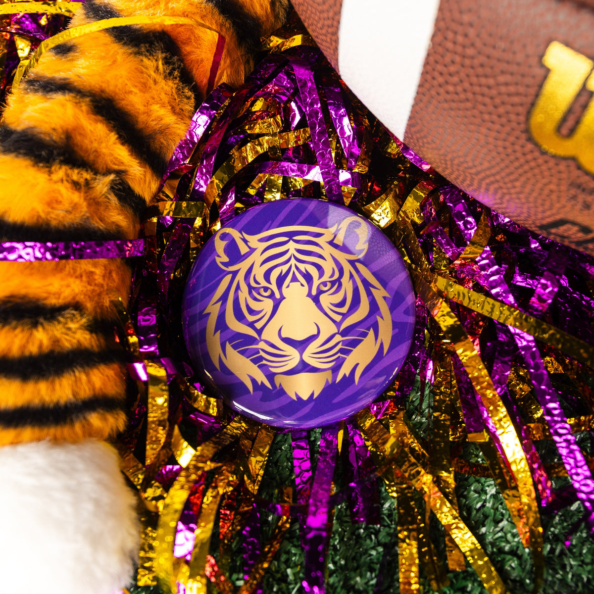 Gold Tiger Face Button