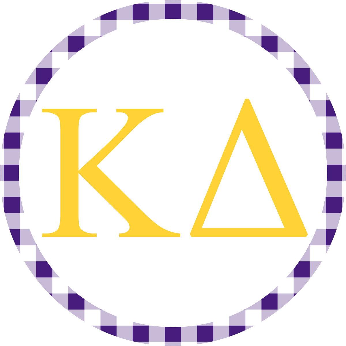 Kappa Delta Purple Gingham with Gold Letters