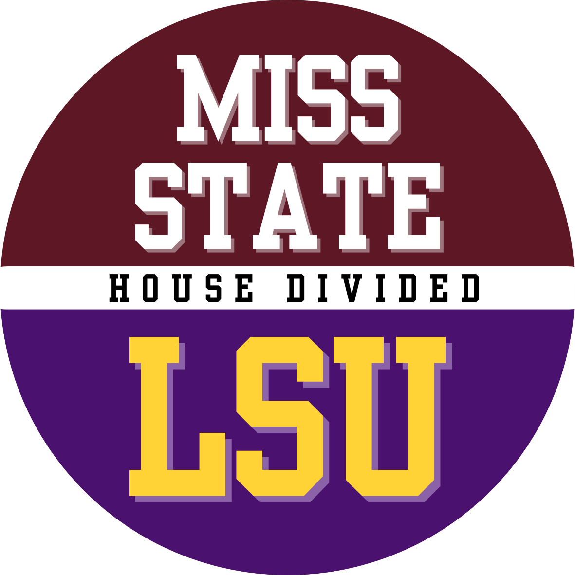 House divided game day buttons for LSU and Mississippi State Fans.