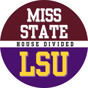 House divided game day buttons for LSU and Mississippi State Fans.