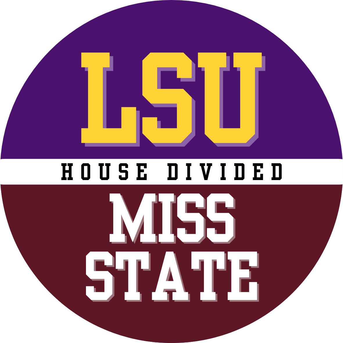 House divided game day buttons for LSU and Mississippi State Fans.