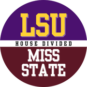 House divided game day buttons for LSU and Mississippi State Fans.