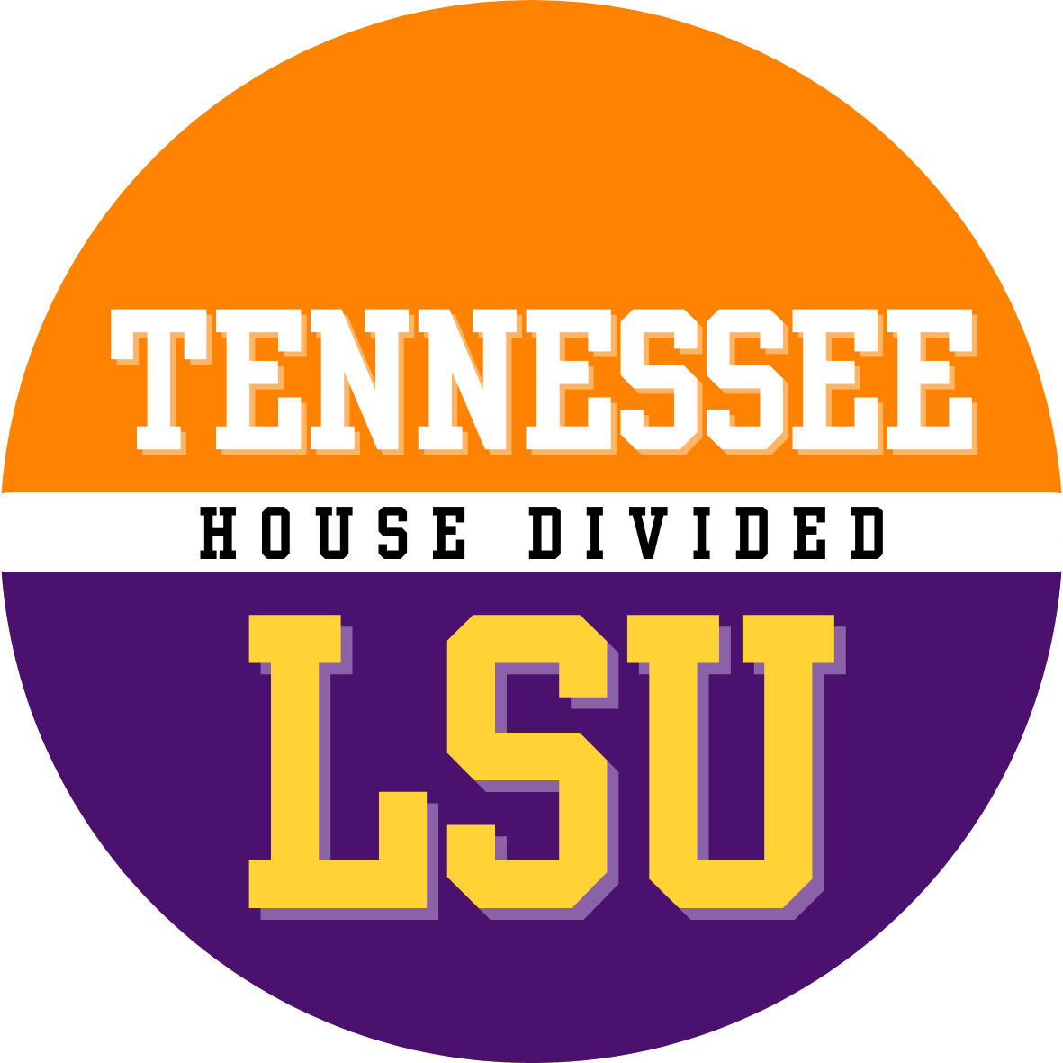 House divided game day button for LSU and Tennessee fans.