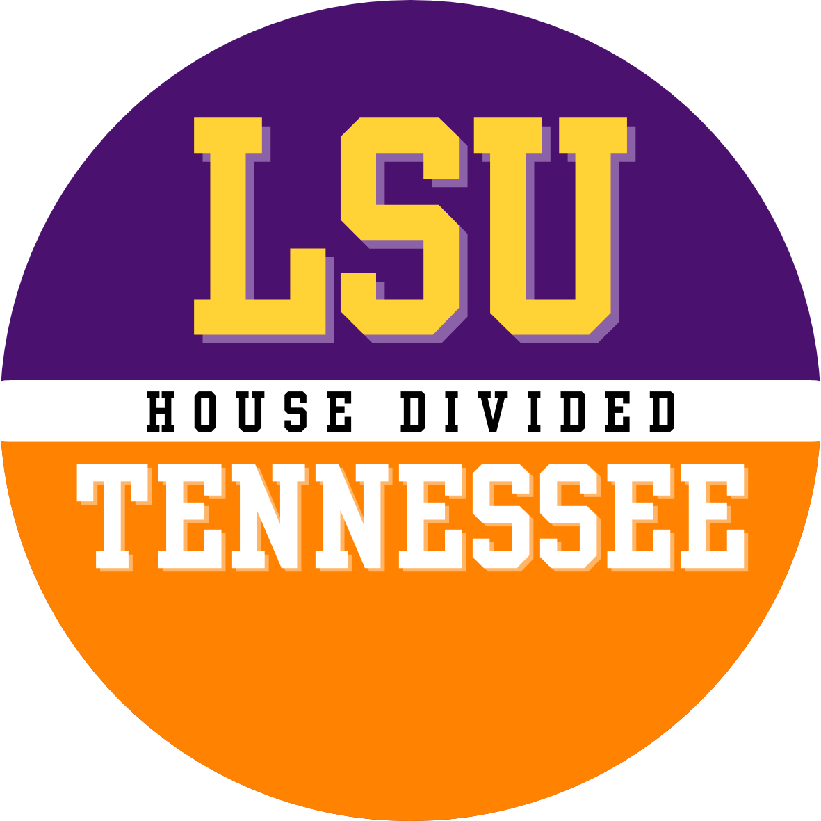House divided game day button for LSU and Tennessee fans.