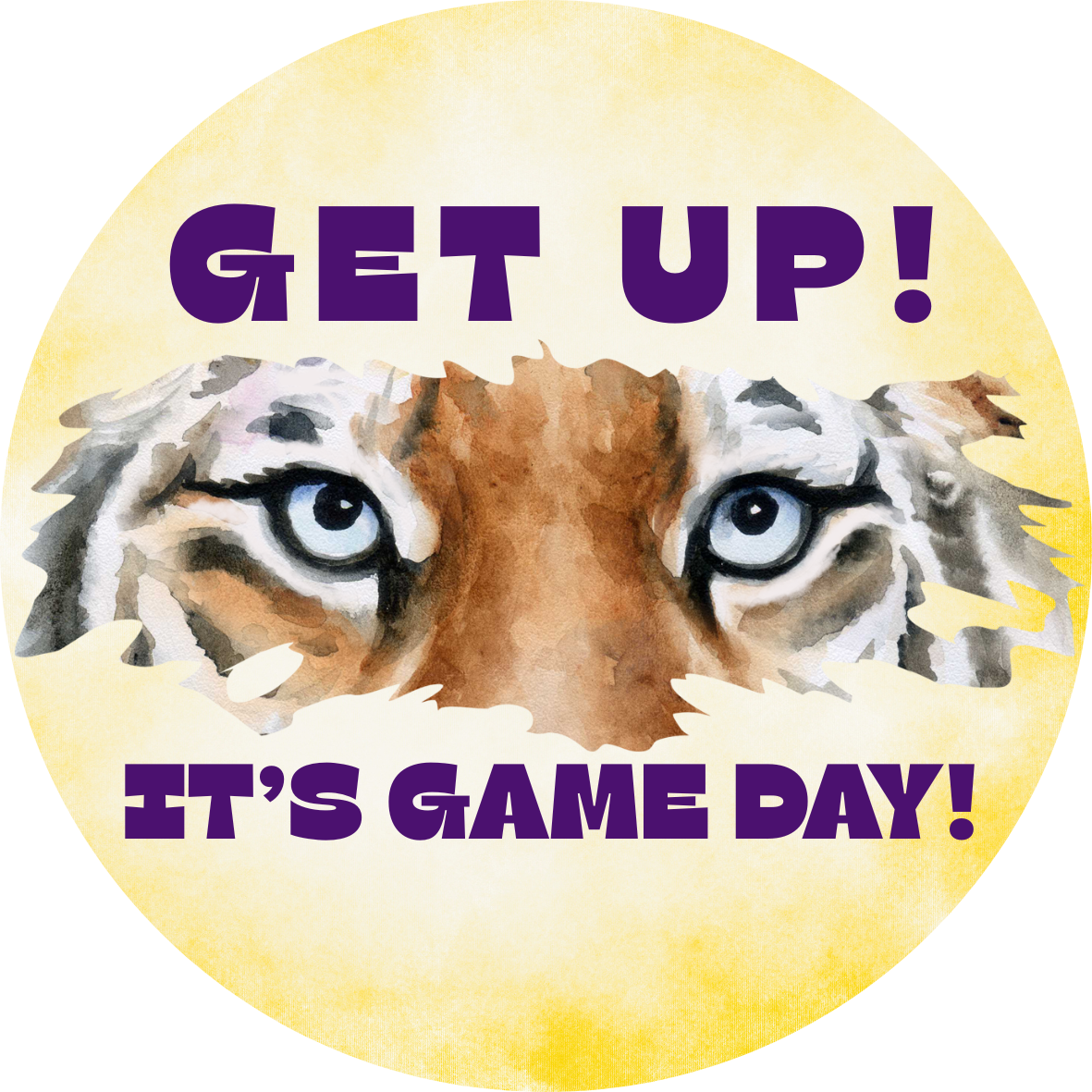 LSU game day button for LSU sports fans.