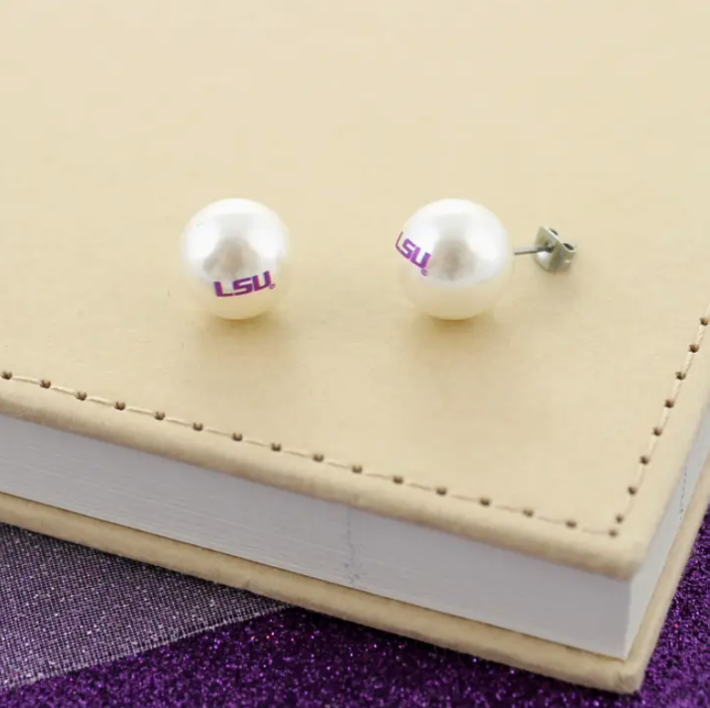 LSU Pearl Stud Earrings