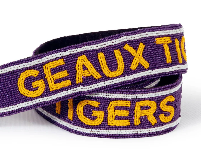 LSU Geaux Tigers Beaded Purse Strap