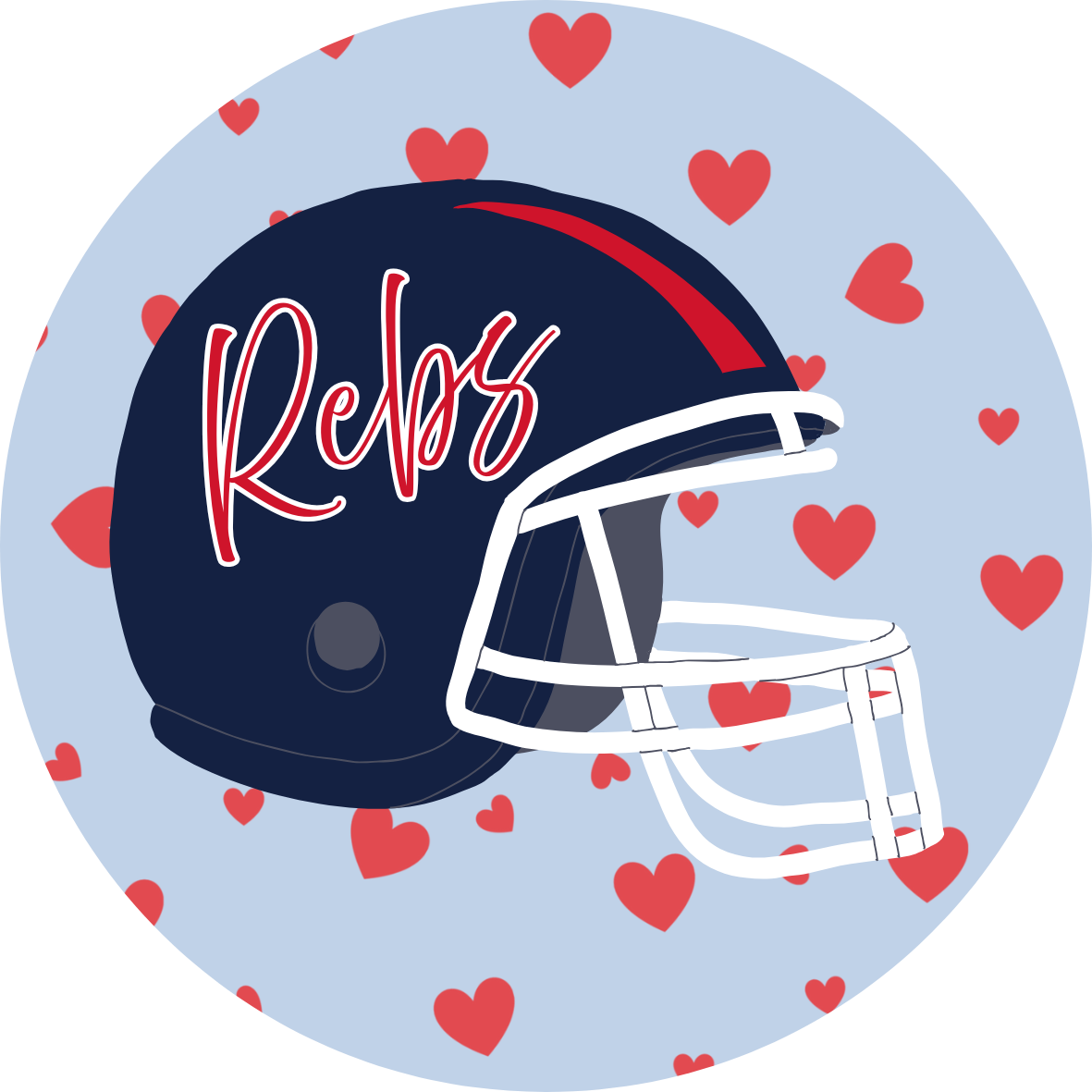Rebs Hearts and Helmet Button