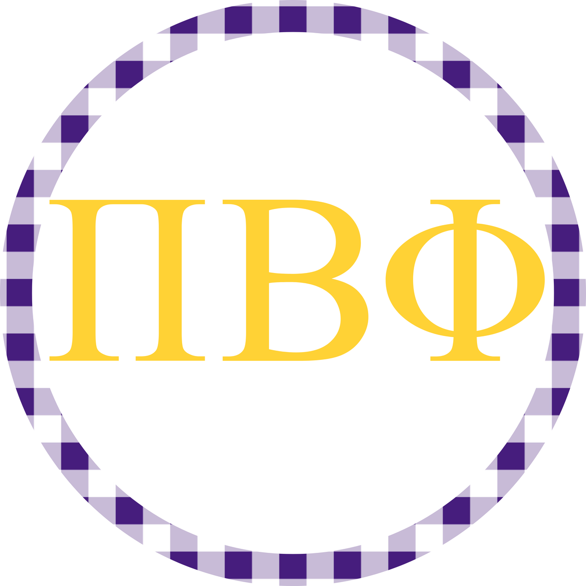 Pi Beta Phi Purple Gingham with Gold Letters