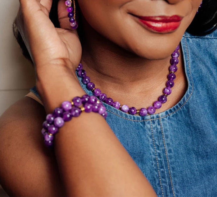 Rally Beaded Bracelet-Purple