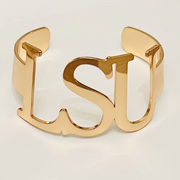 Gold LSU cuff bracelet for game day for LSU fans.