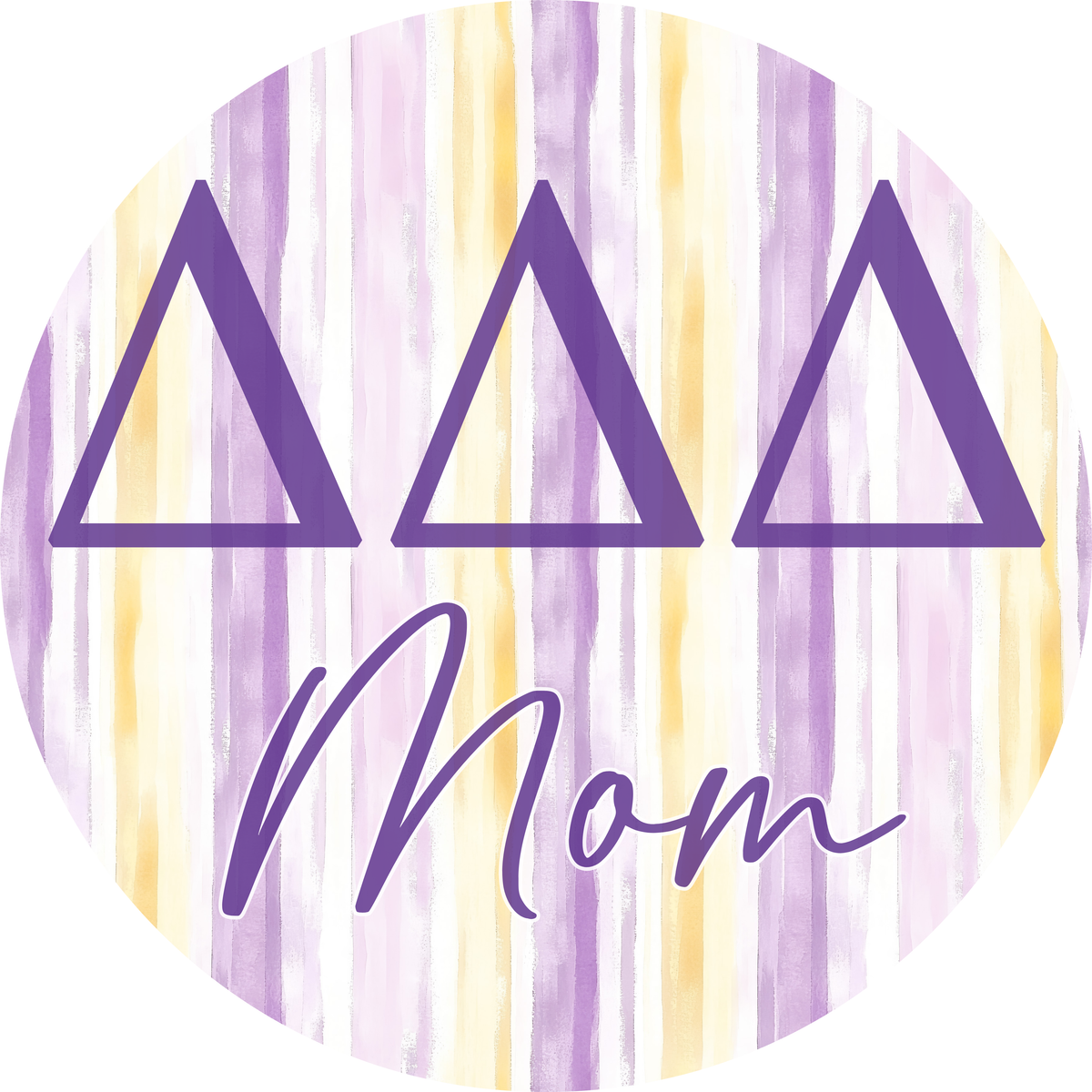 Delta Delta Delta Mom Button (Watercolor Stripes)