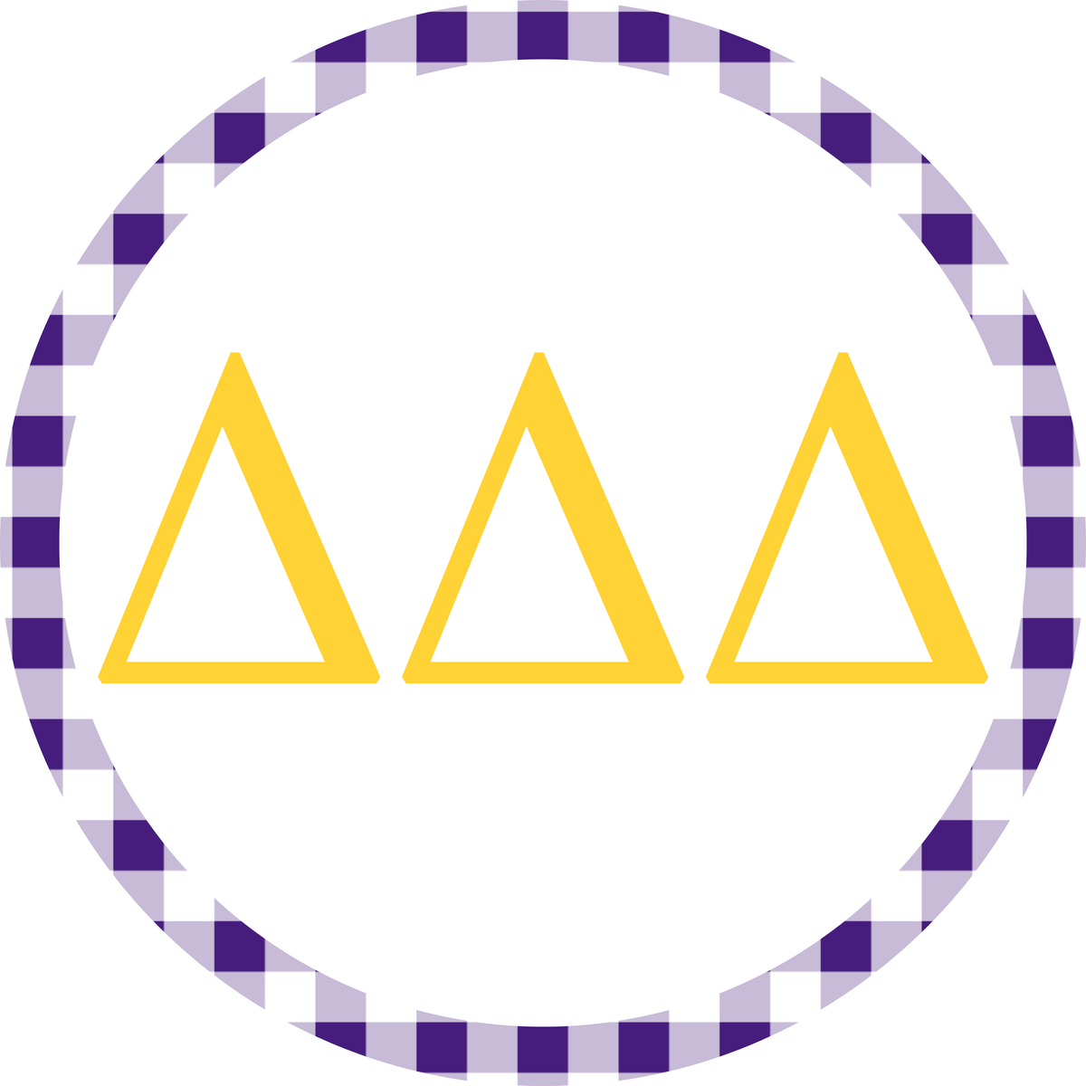 Delta Delta Delta Purple Gingham with Gold Letters Button