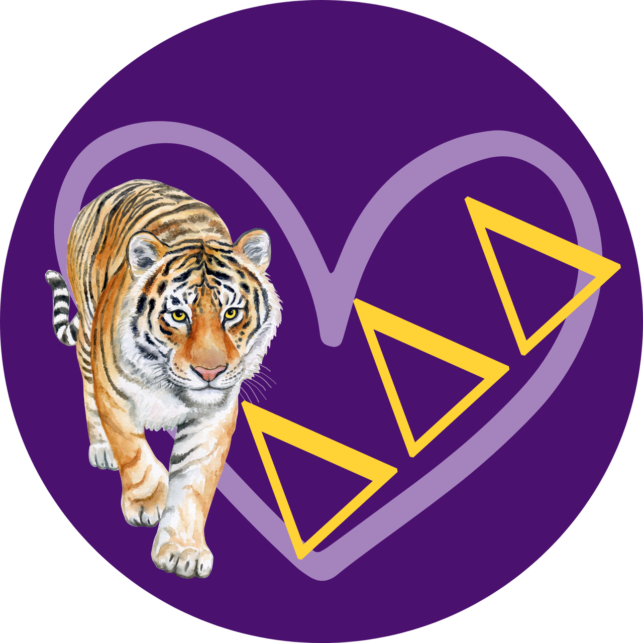 Delta Delta Delta Tiger Love Button
