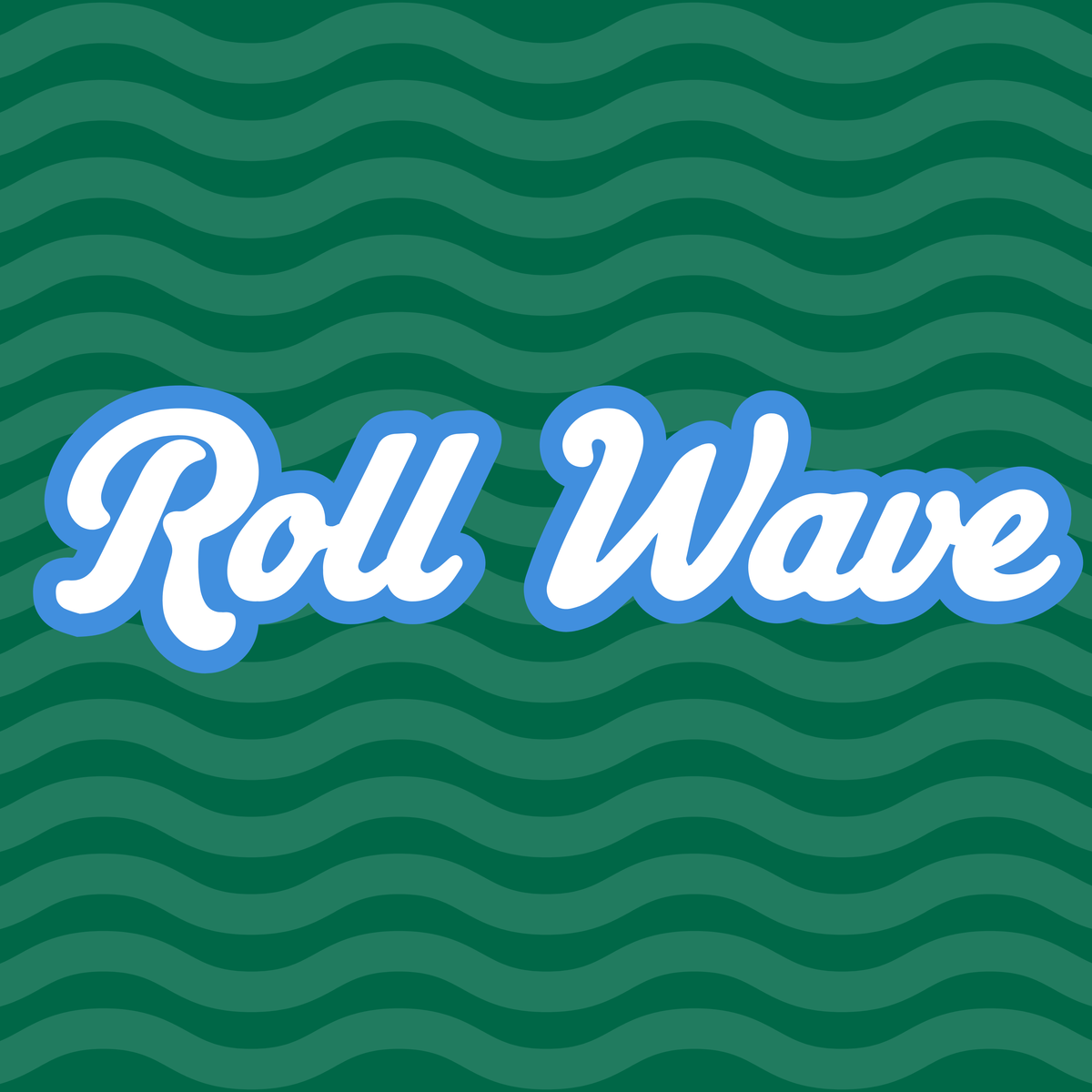 Roll Wave game day button in green and blue