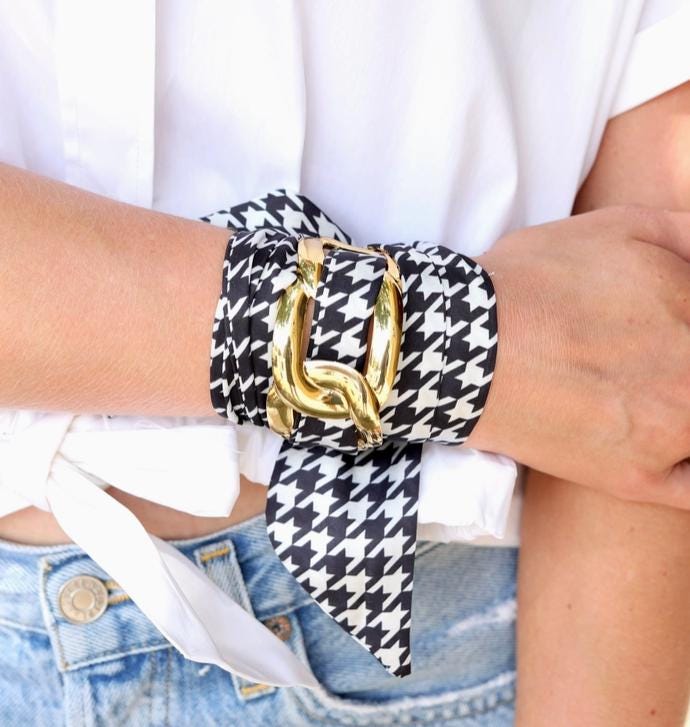 Houndstooth Scarf Cuff Bracelet