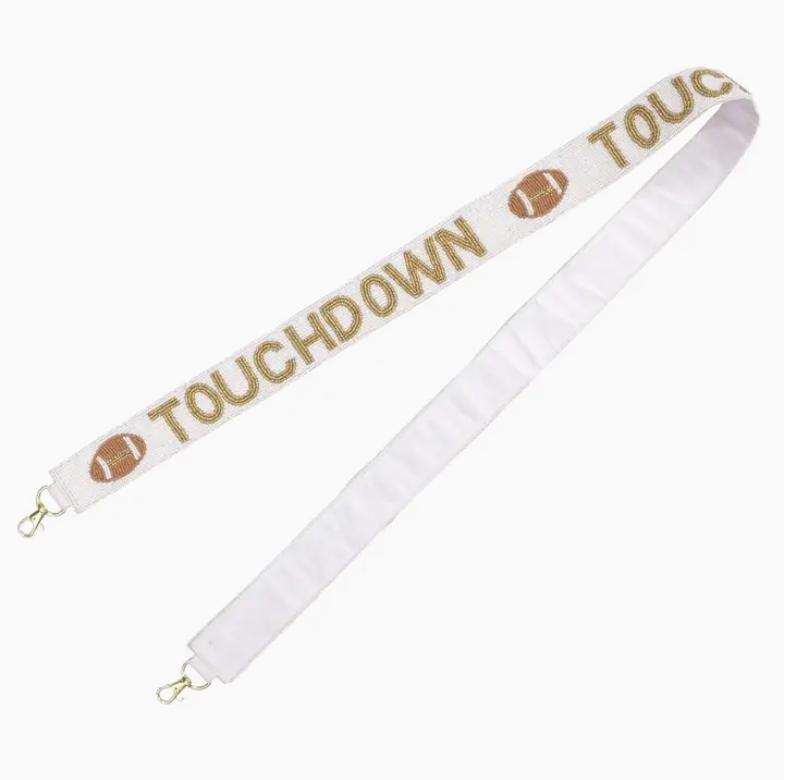 Touchdown White and Gold Beaded Purse Strap