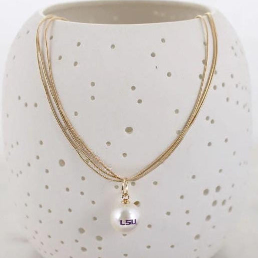 LSU Gold Pearl Necklace
