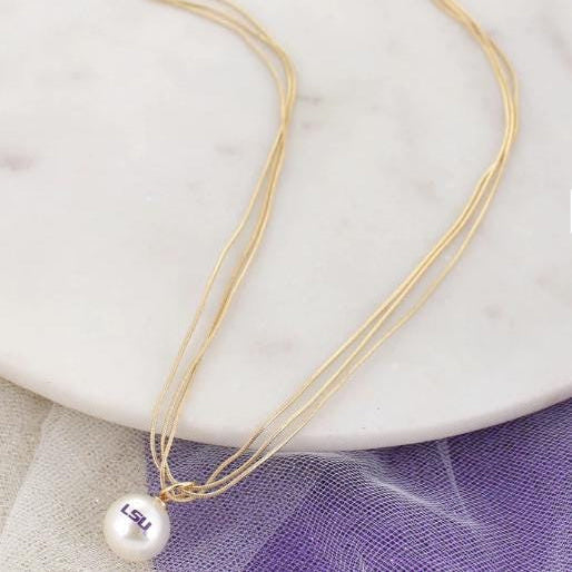 LSU Gold Pearl Necklace