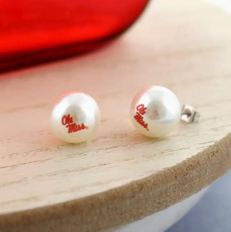 Ole Miss Pearl Stud Earrings
