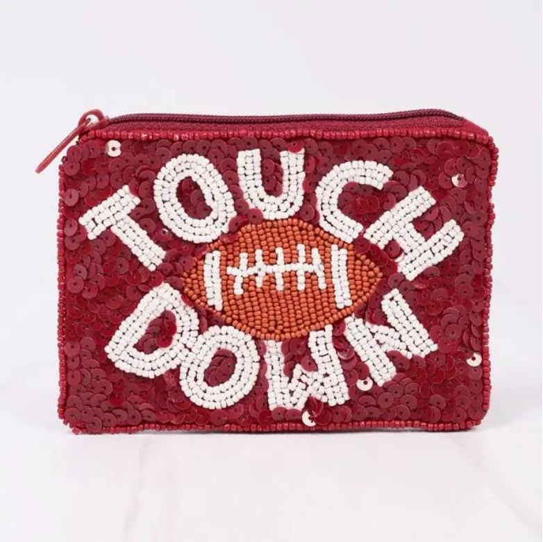 Crimson Touchdown Sequin Pouch